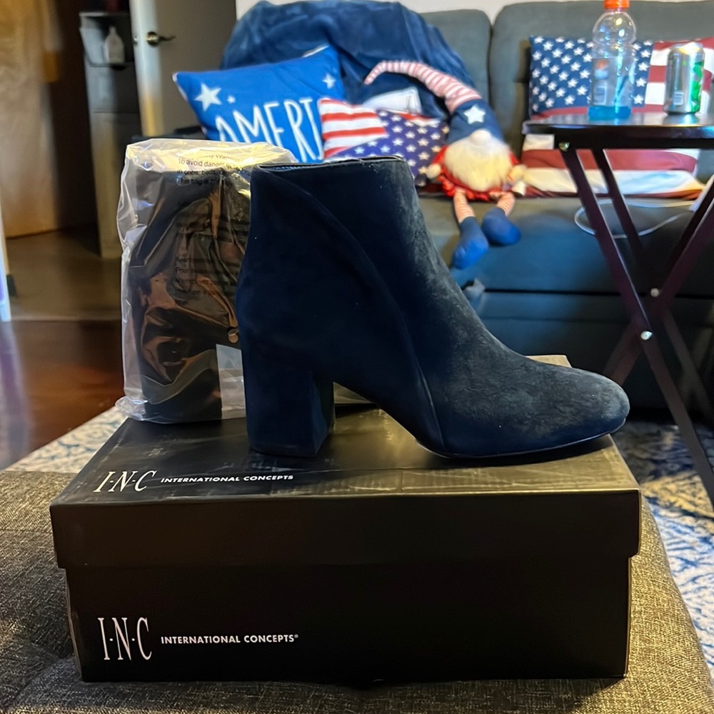 Navy booties by I-N-C.  These are style Floriann.  Brand new and size 5.5.